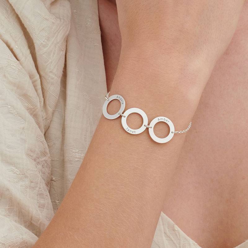 Personalised 3 Circles Bracelet with Engraving in Sterling Silver-4 product photo