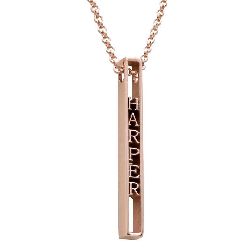 Personalised 3D Bar Necklace with 18ct Rose Gold Plating product photo