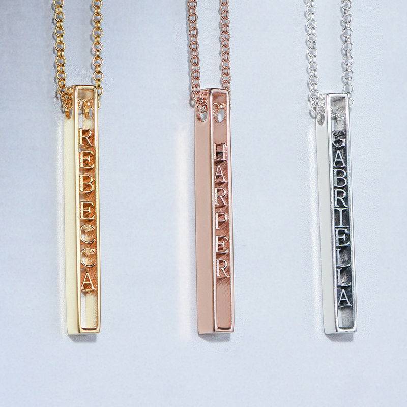 Personalised 3D Bar Necklace with 18ct Rose Gold Plating product photo
