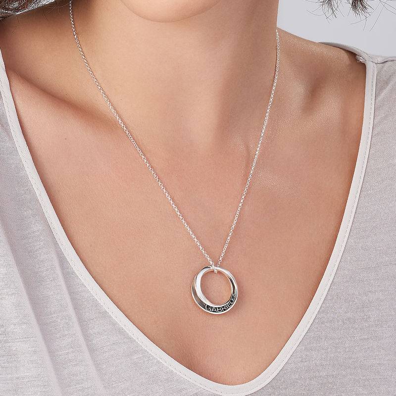 Personalized 3D Circle Necklace in Sterling Silver product photo