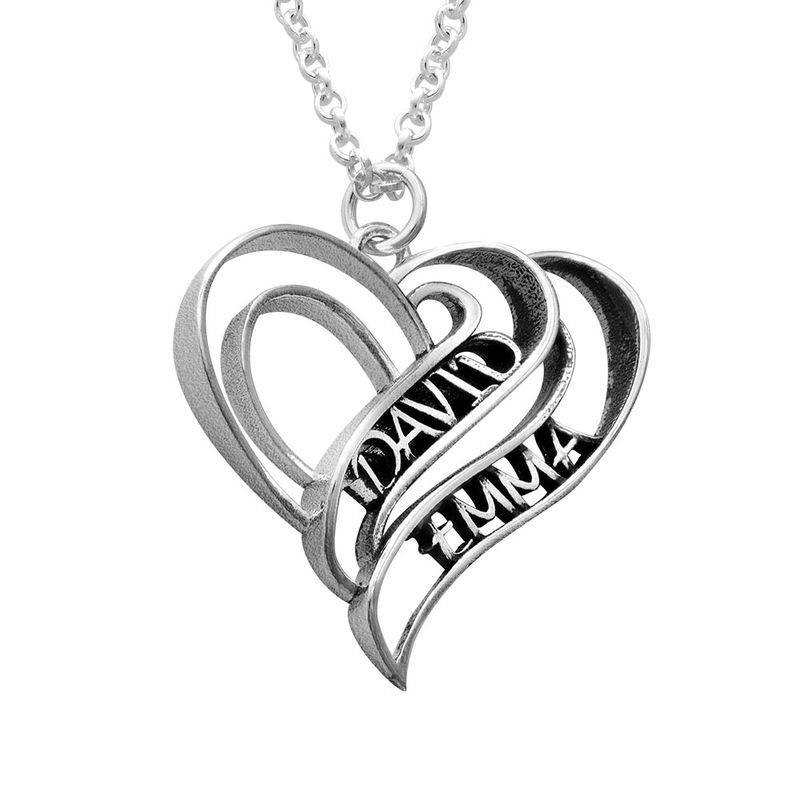 Personalized 3D Heart Necklace in Sterling Silver product photo