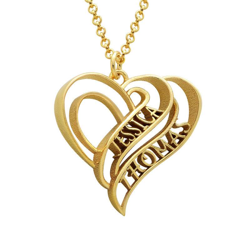 Collar Personalizado de Corazón 3D Chapado en Oro de 18k foto de producto
