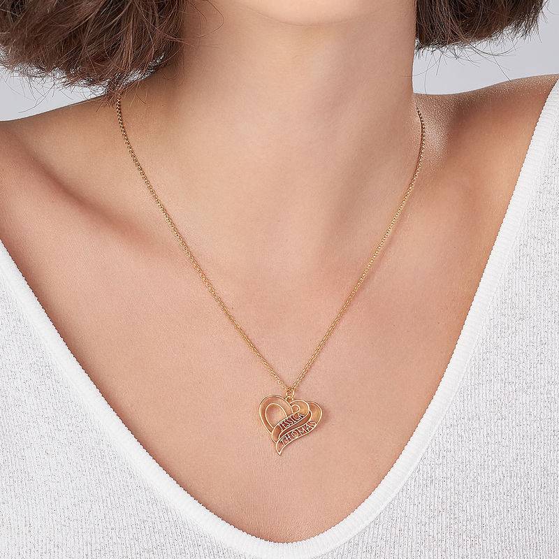 Collar Personalizado de Corazón 3D Chapado en Oro de 18k foto de producto