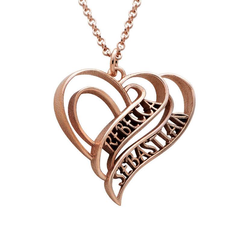Personalized 3D Heart Necklace with 18K Rose Gold Plating product photo