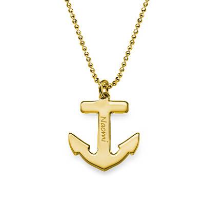 18ct Gold Plated Sterling Silver Anchor Necklace product photo