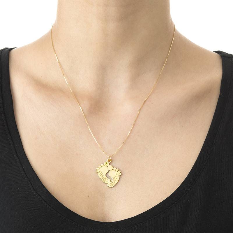 Personalised Baby Feet Necklace in 14ct Gold-2 product photo