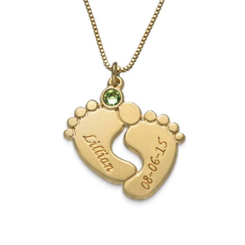 Collar Personalizado de Piecitos de Bebé Chapado en Oro foto de producto