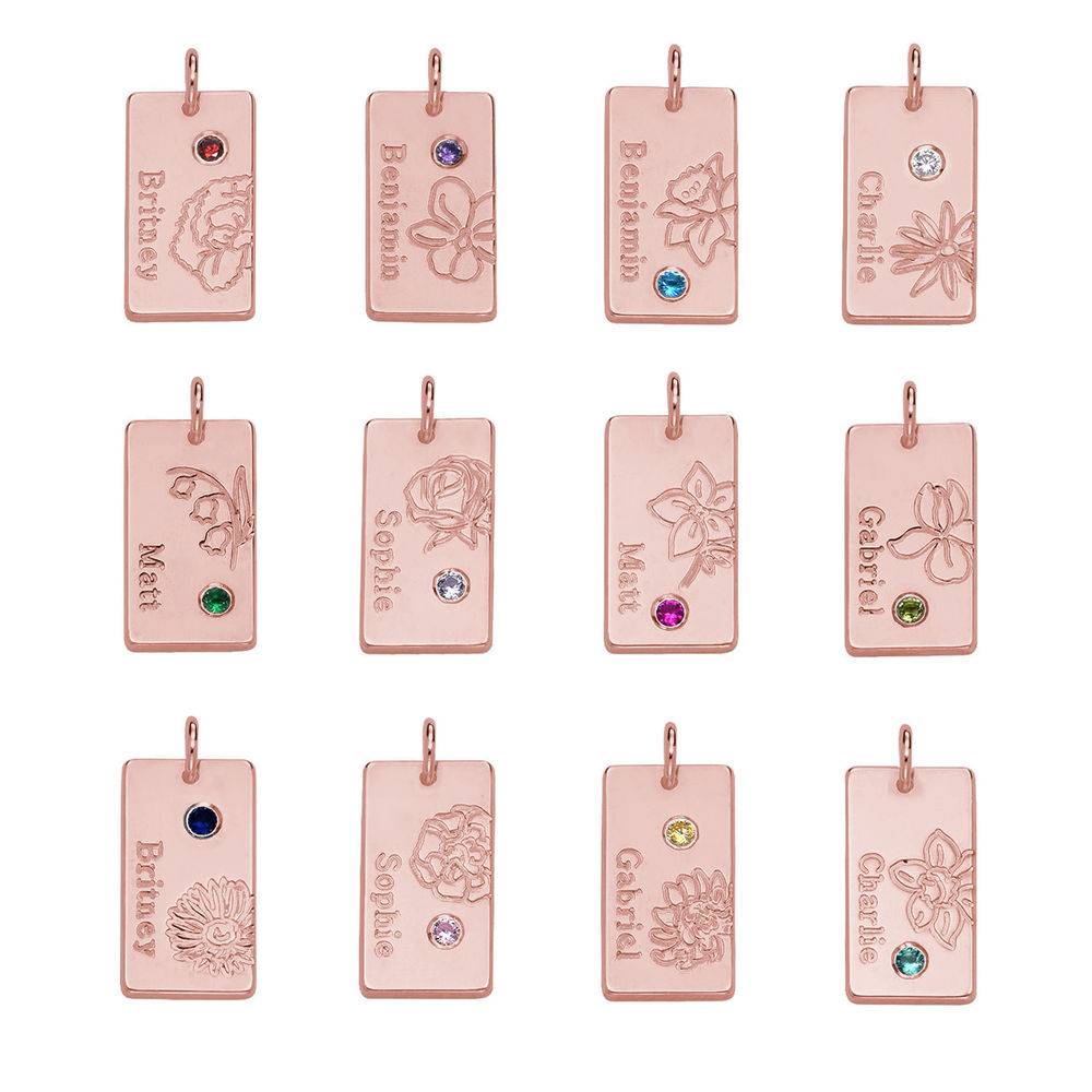 Blütenkette mit Geburtsblume und Geburtsstein - 750er rosévergoldetes Silber-4 Produktfoto