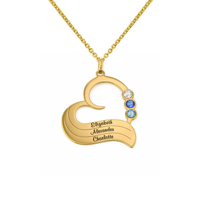 Personalized Birthstone Heart Necklace in 18K Gold Plating product photo