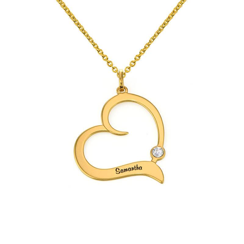 Personalised Birthstone Heart Necklace in 18ct Gold Vermeil product photo
