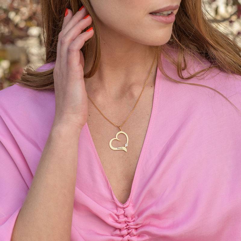 Personalized Birthstone Heart Necklace in 18ct Gold Vermeil-1 product photo