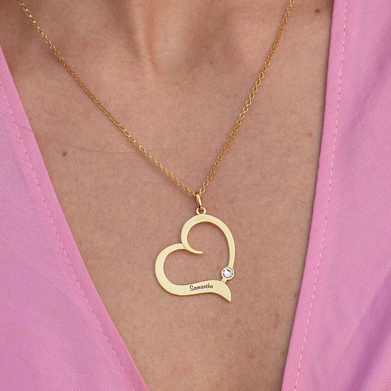 Personalized Birthstone Heart Necklace in 18K Gold Vermeil-1 product photo