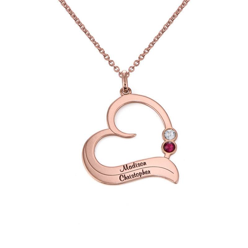 Personalised Birthstone Heart Necklace in 18ct Rose Gold Plating product photo