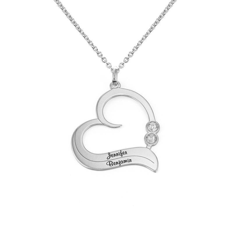 Personalised Birthstone Heart Necklace in Sterling Silver product photo