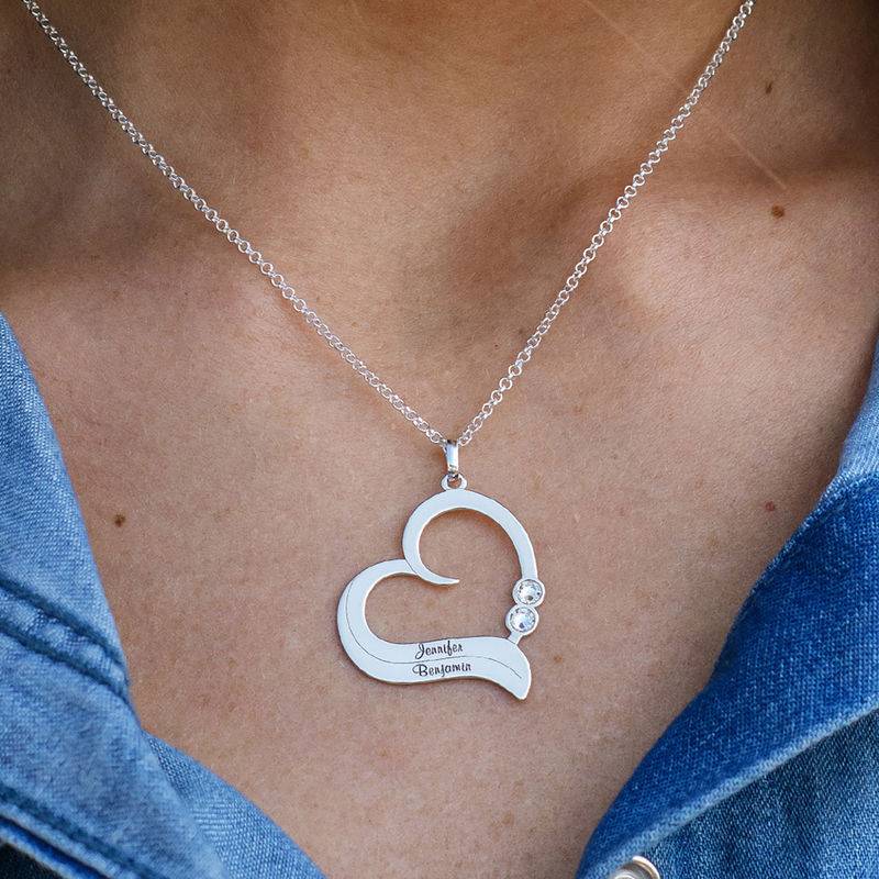 Personalised Birthstone Heart Necklace in Sterling Silver-1 product photo