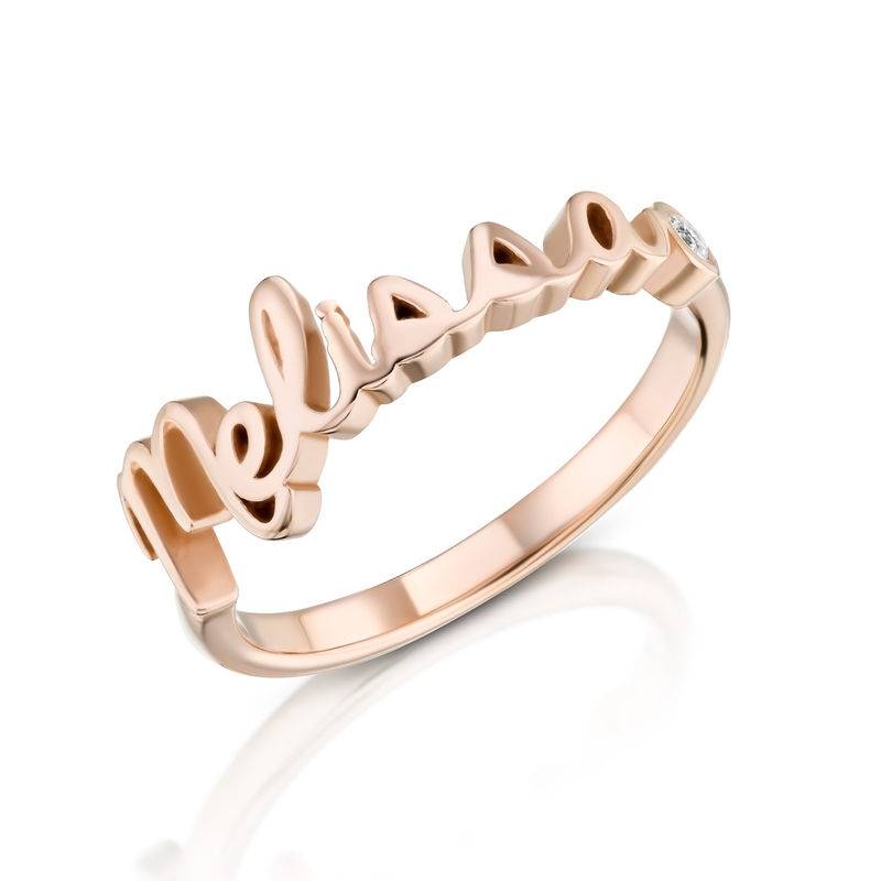 Personalised Birthstone Name Ring in Rose Gold Plating-3 product photo