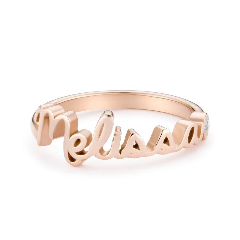 Personalised Birthstone Name Ring in 18ct Rose Gold Plating-3 product photo