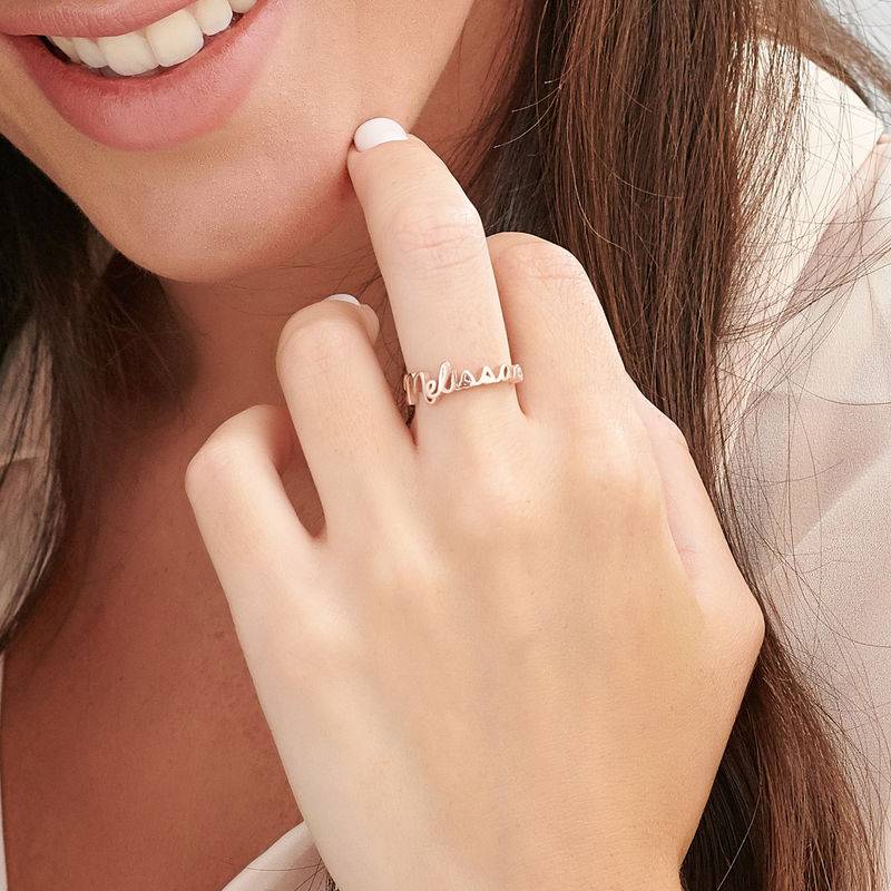 Personalised Birthstone Name Ring in 18ct Rose Gold Plating-5 product photo