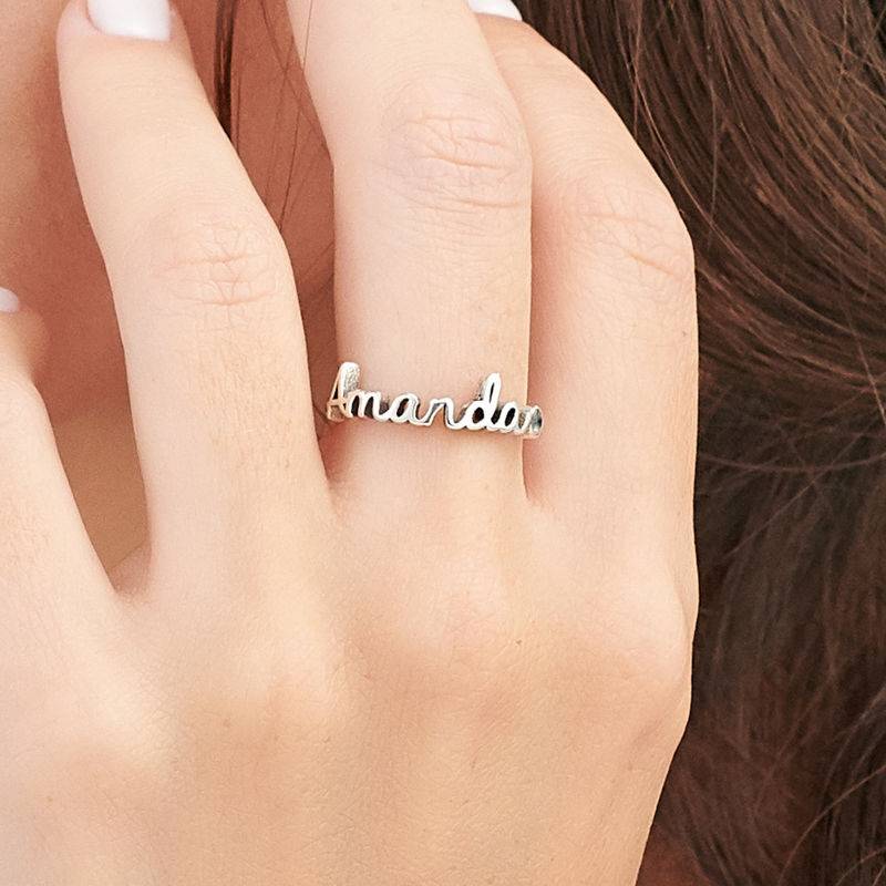Personalised Birthstone Name Ring in Sterling Silver product photo