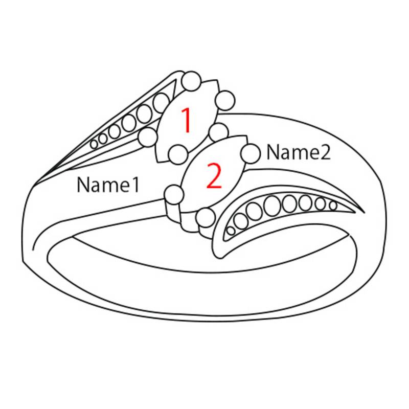 Personlig ring med indgravering og to fødselssten i sølv-4 produkt billede