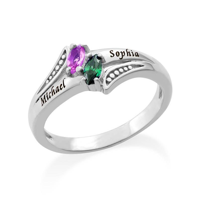 Personalised Birthstone Promise Ring in Sterling Silver-1 product photo