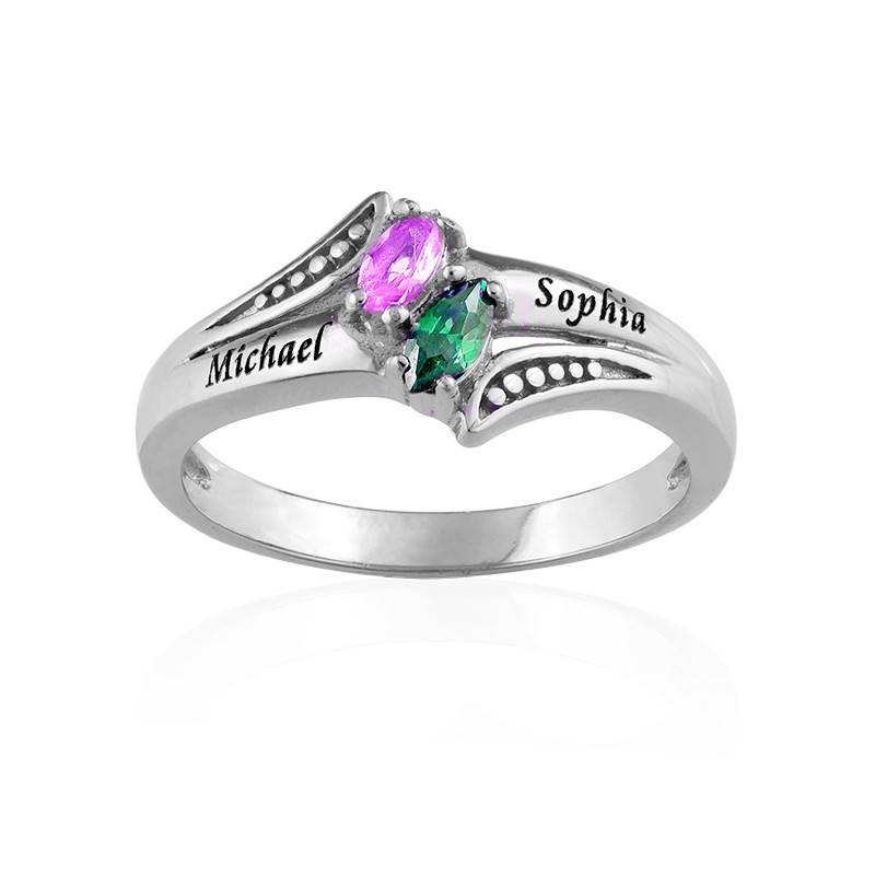 Personalised Birthstone Promise Ring in Sterling Silver-2 product photo