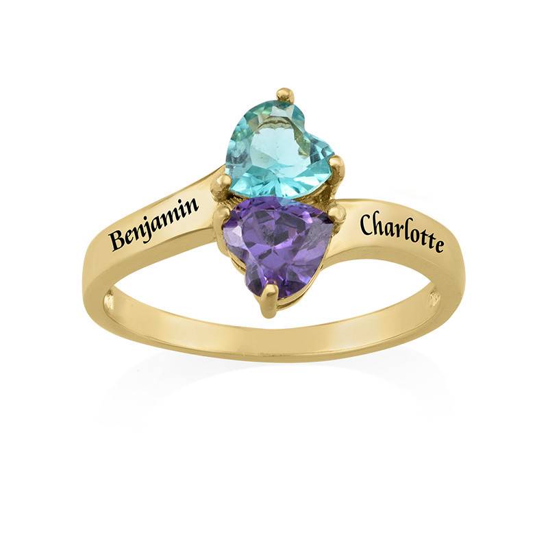Personalised Heart Shape Birthstones Promise Ring with in 18ct Gold Plating-2 product photo