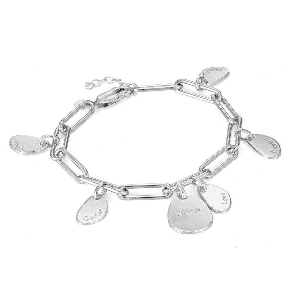 Personligt link armbånd med graverede charms i Sterlingsølv-1 produkt billede