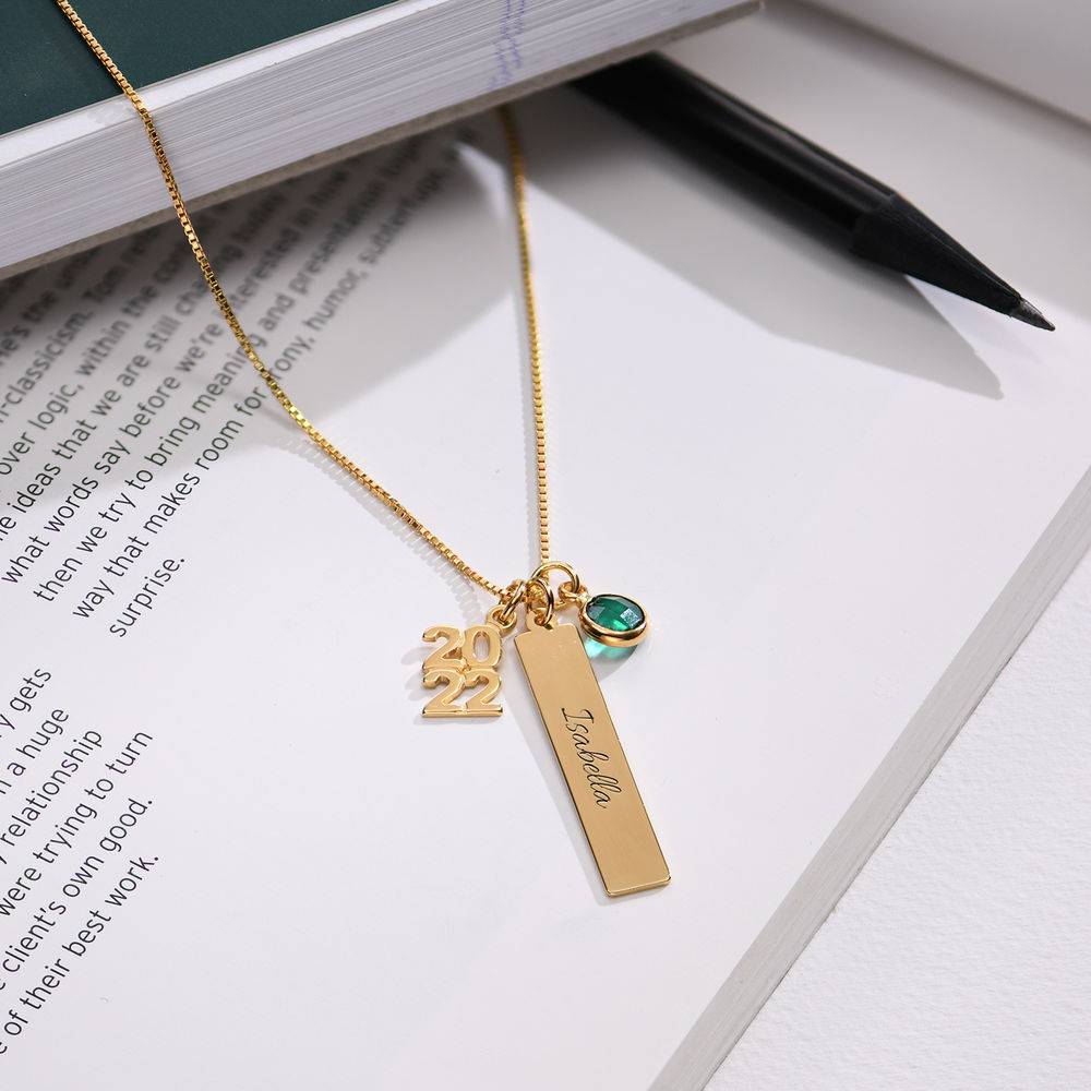 Personalised Charms Graduation Necklace in Gold Vermeil-2 product photo