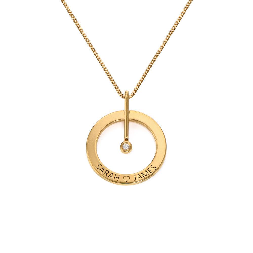 Personalised Circle Necklace with Diamond in 18ct Gold Plating-3 product photo