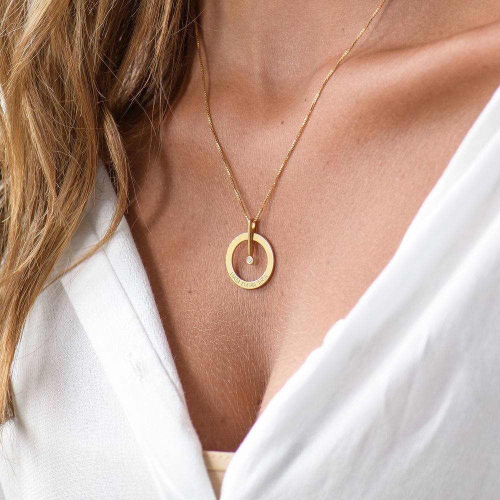 Personalised Circle Necklace with Diamond in 18ct Gold Plating-4 product photo