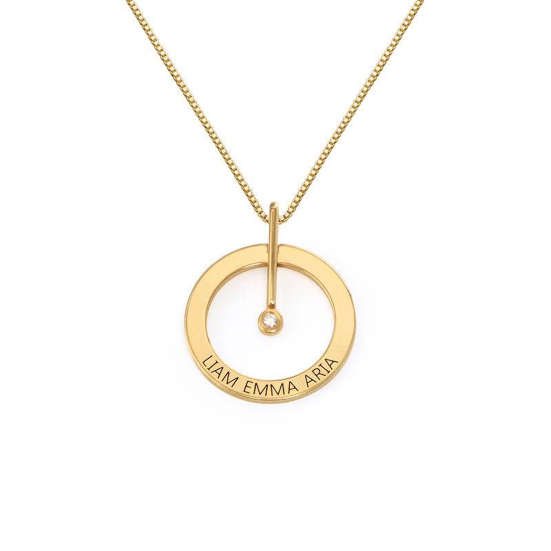 Personlig cirkelhalskæde i guld vermeil med diamant-5 produkt billede