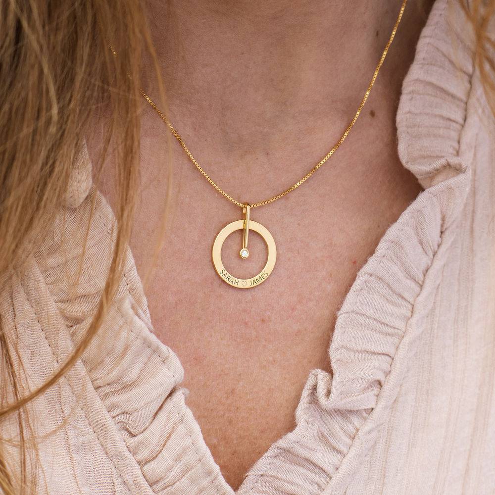 Personalised Circle Necklace with Diamond in 18ct Gold Vermeil-3 product photo