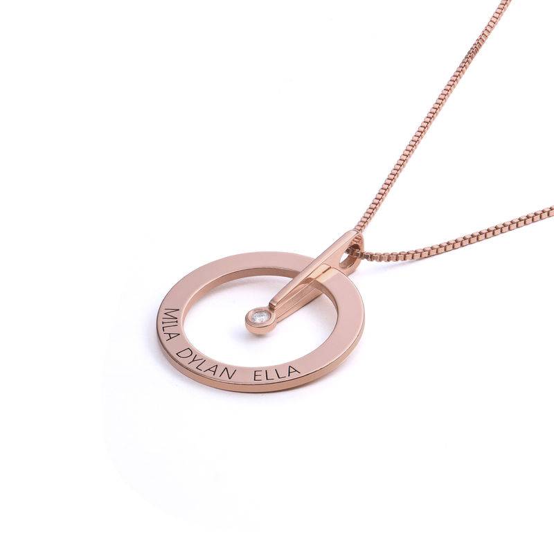 Personlig cirkelhalskæde i rosaforgyldt sølv med diamant-4 produkt billede