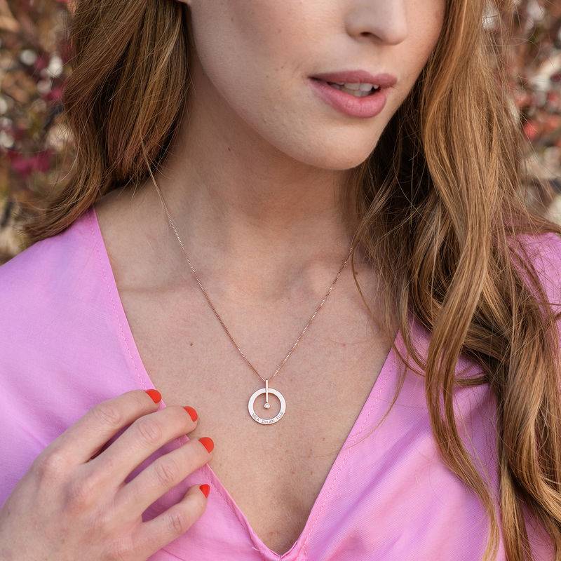 Personalised Circle Necklace with Diamond in 18ct Rose Gold Plating-2 product photo