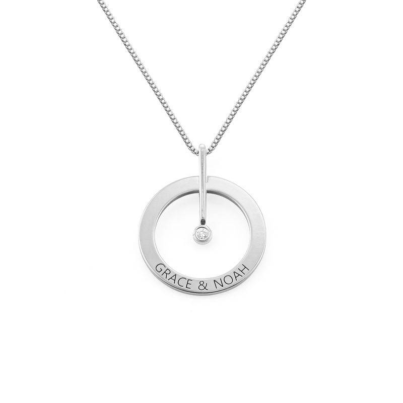 Personalised Circle Necklace with Diamond in Sterling Silver product photo