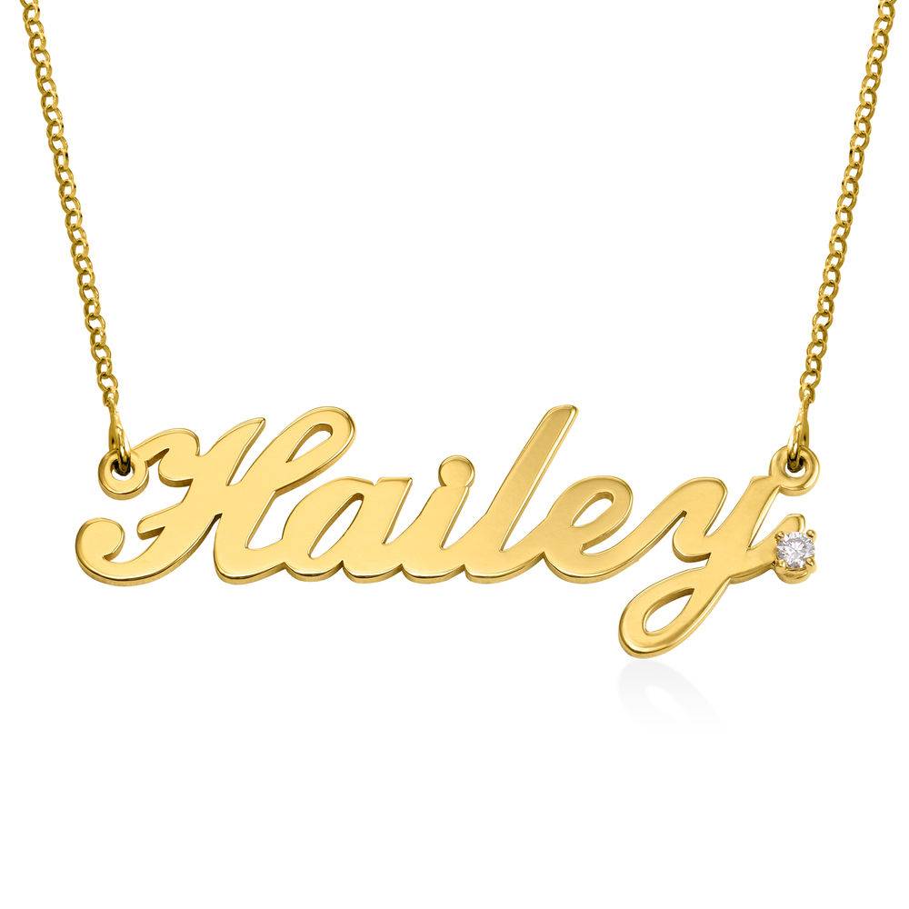 Classic Cocktail Name Necklace in 18k Gold Plating with Diamond