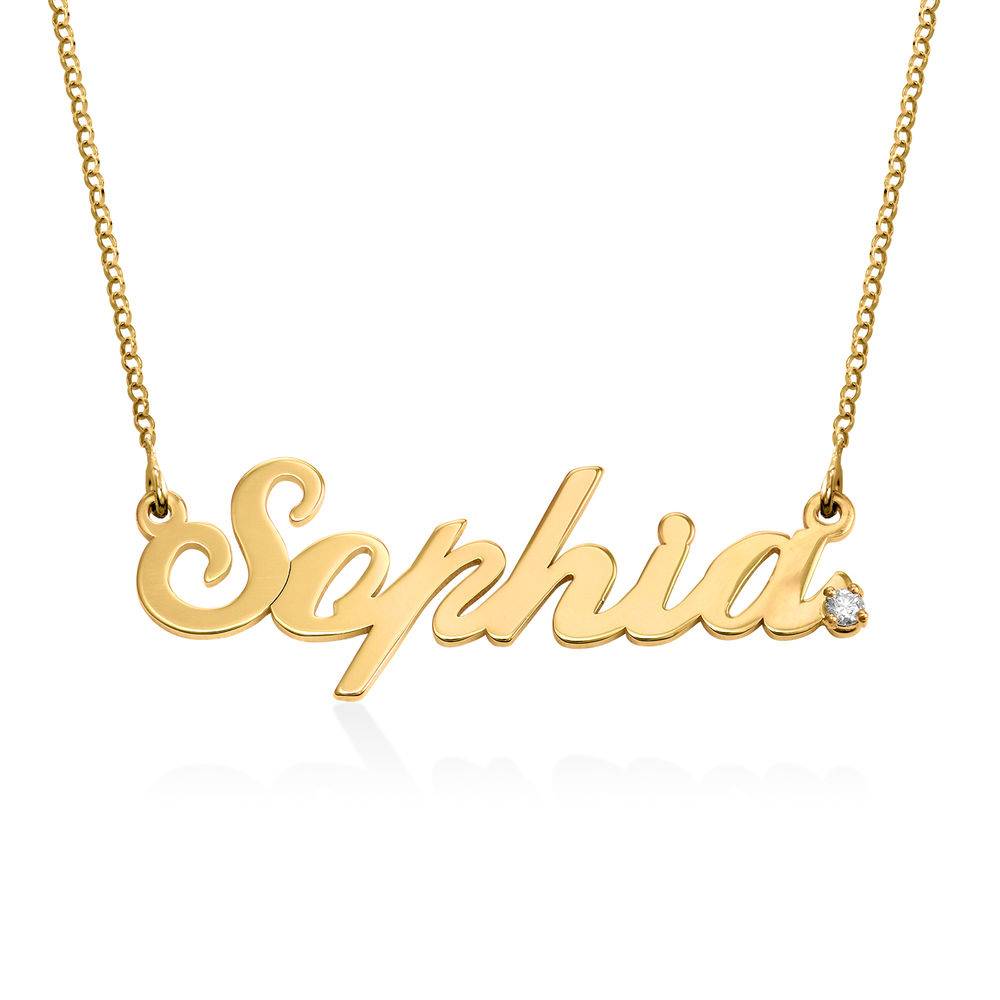 Classic Cocktail Name Necklace with Diamond in 18K Gold Vermeil product photo