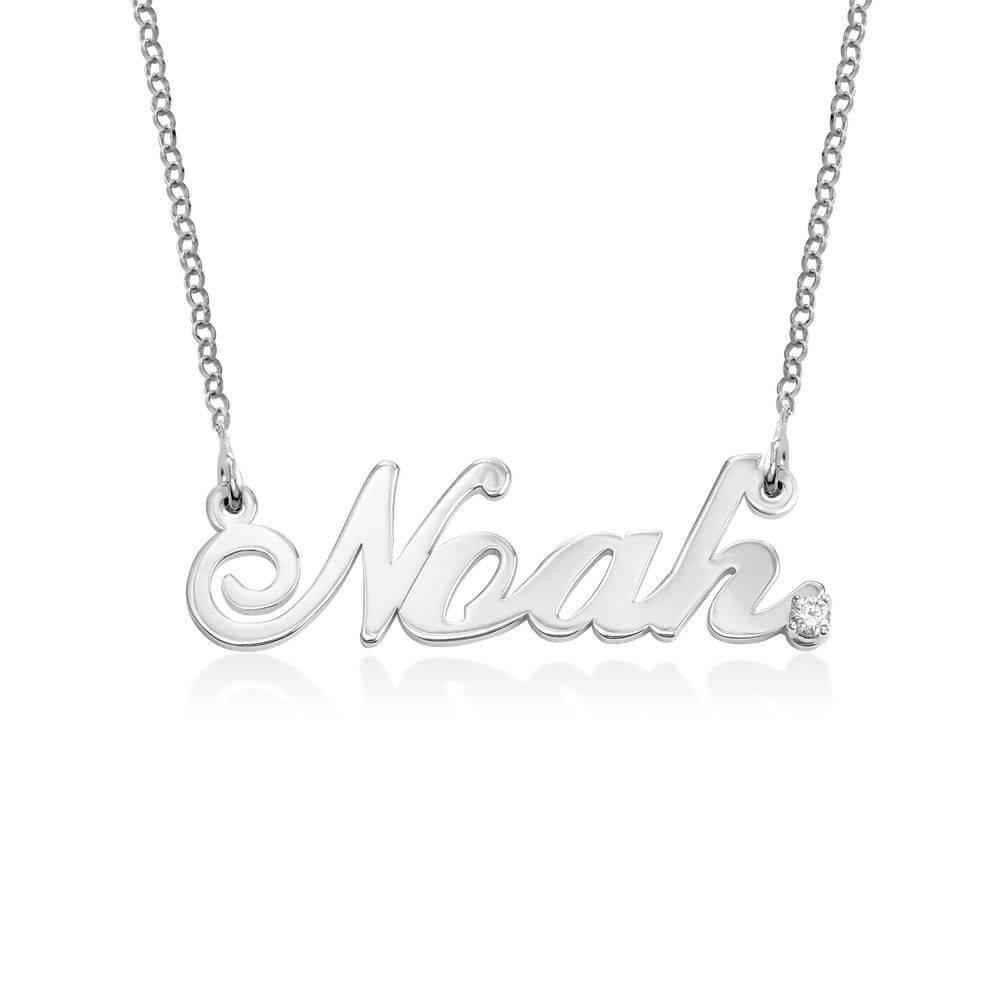 Classic Cocktail Name Necklace with Diamond in Sterling Silver-1 product photo
