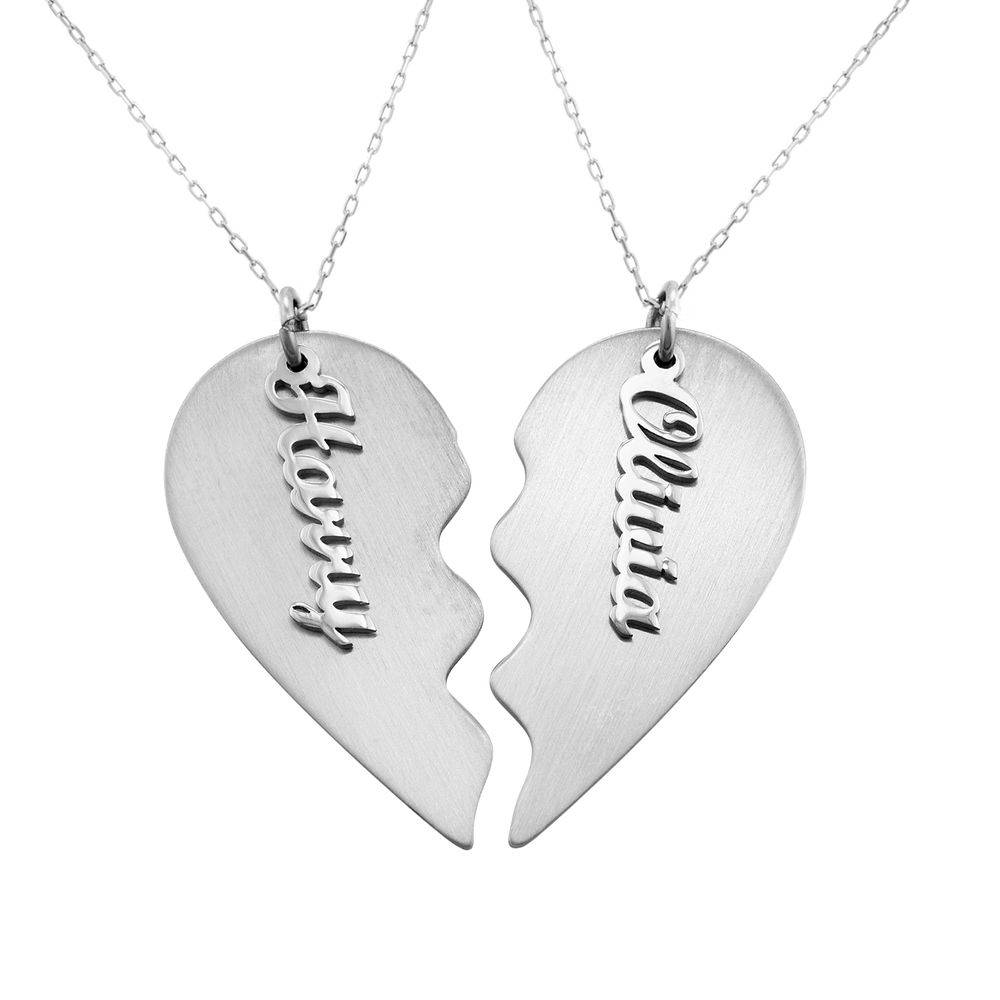 Personalised Couple Broken Heart Necklace in 10ct White Gold-3 product photo