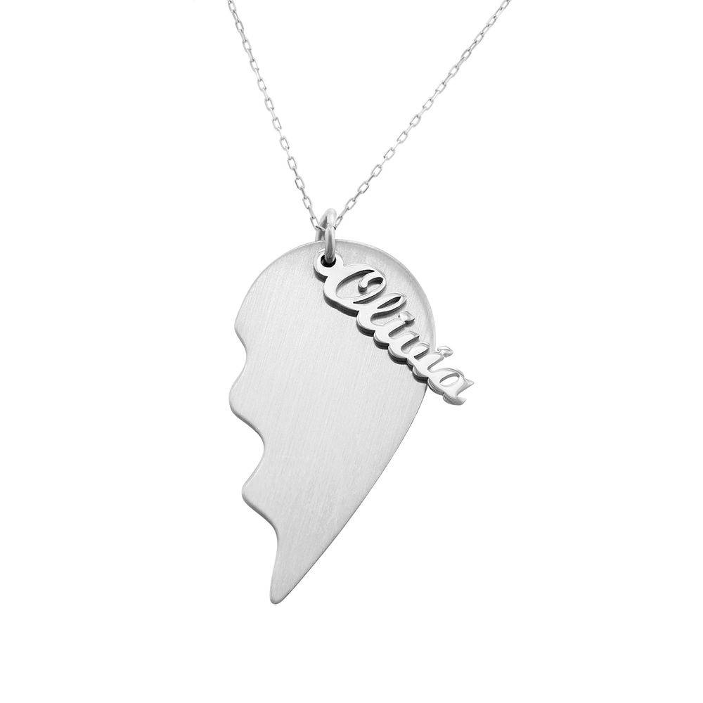 Personalized Couple Broken Heart Necklace in 10ct White Gold-2 product photo