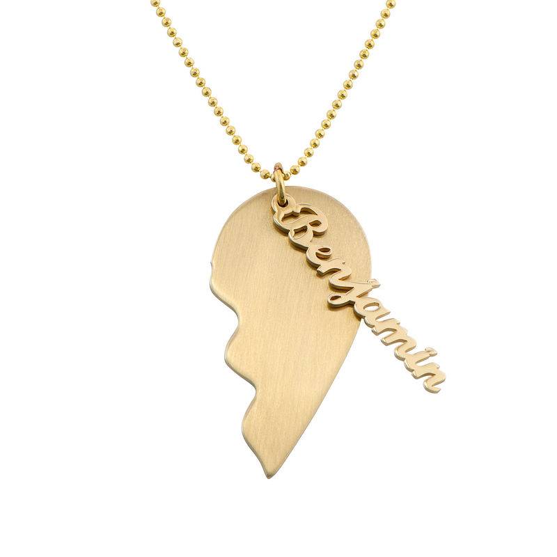 Personalised Couple Broken Heart Necklace in 10ct gold-2 product photo