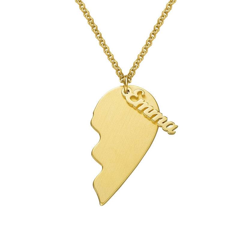 Collar Corazón Grabado de Parejas en Oro Vermeil Mate-2 foto de producto