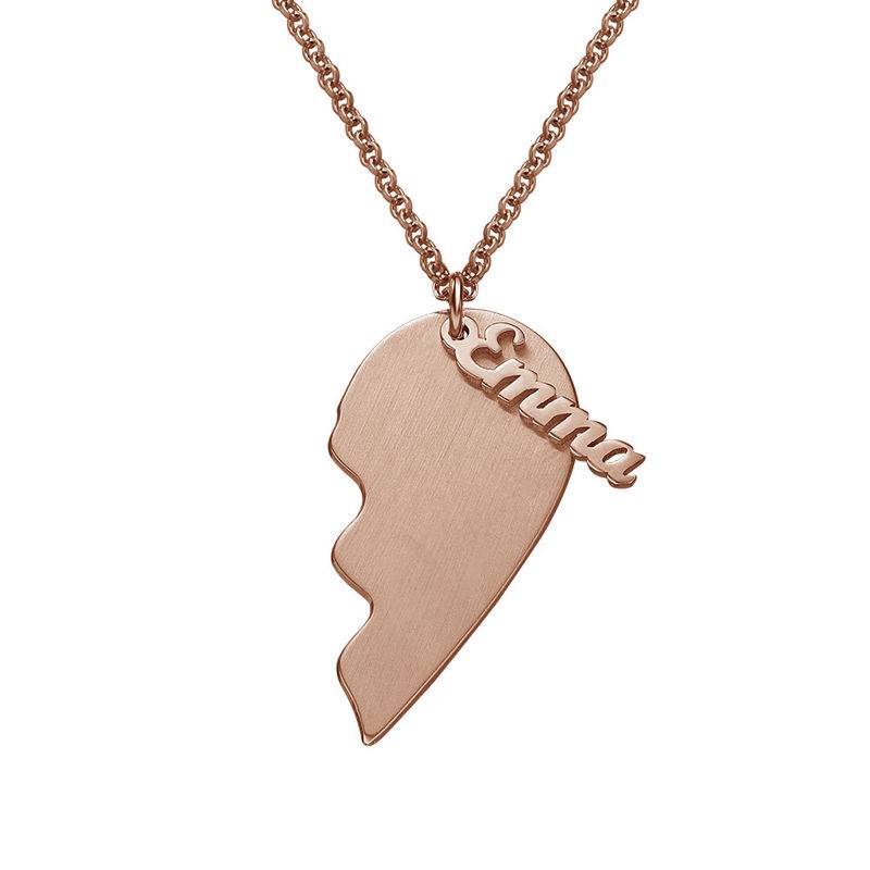 Collar Corazón de Parejas Grabado en Chapa de Oro Rosa Mate-4 foto de producto
