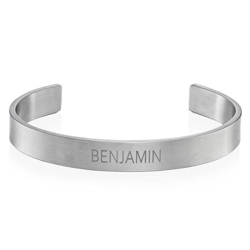 Personalized Cuff Bangle Bracelet for Men in Stainless Steel product photo