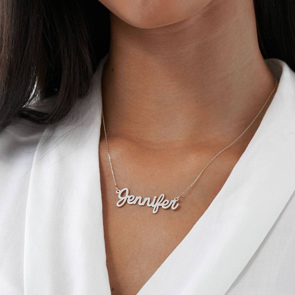 Personalized Cursive Name Necklace in 10K White Gold product photo