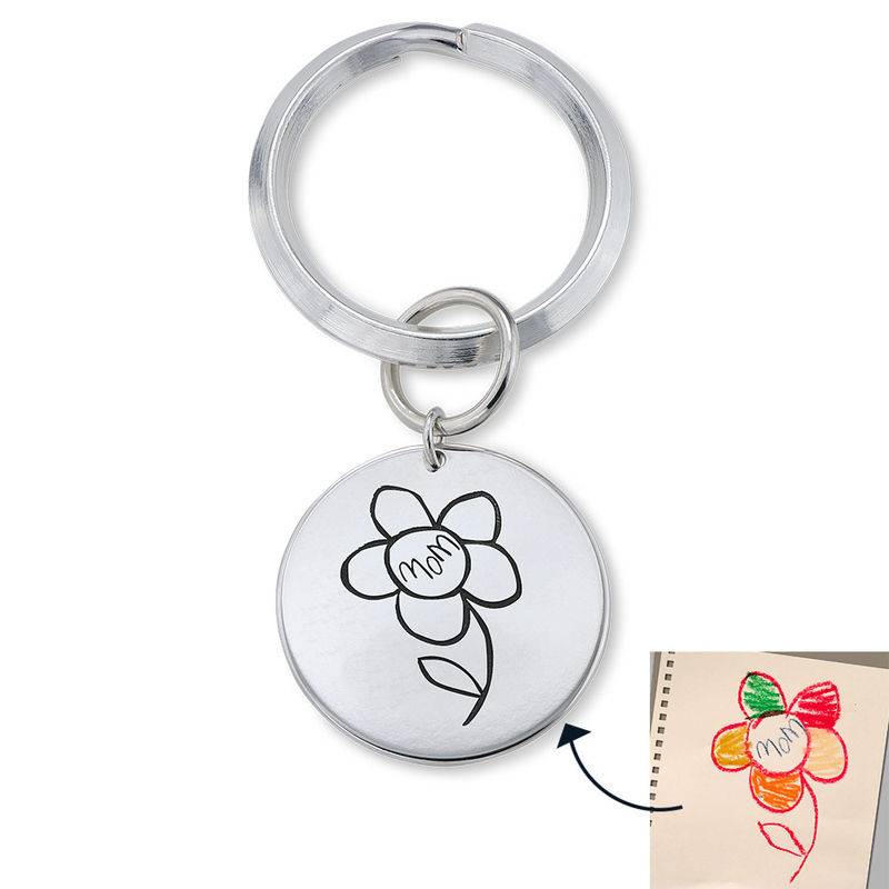 Personalised Disc Keyring with Kids Drawings-2 product photo