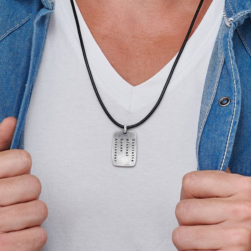 Personalised Dog Tag Leather Cord Necklace for Men-1 product photo