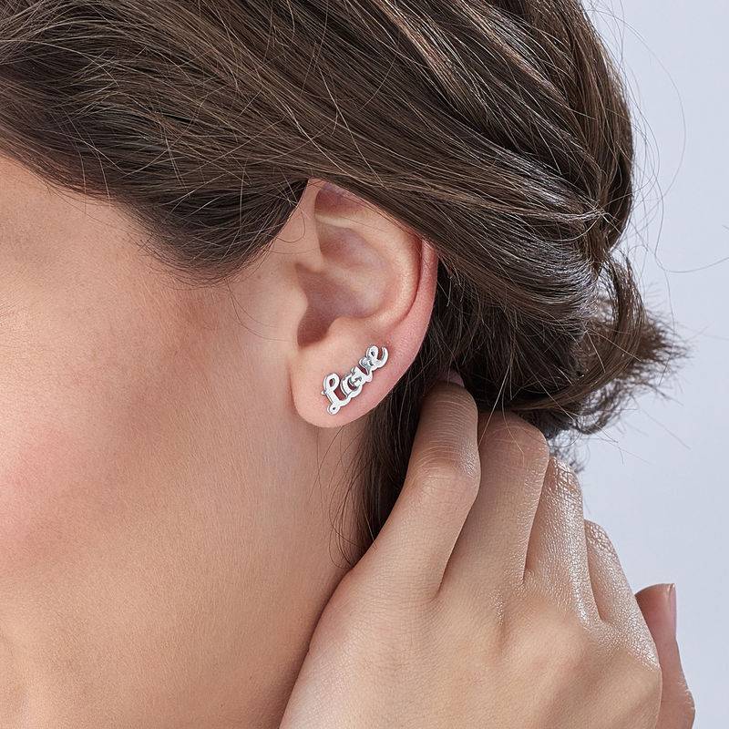 Personalized Climber Earrings in Sterling Silver-1 product photo