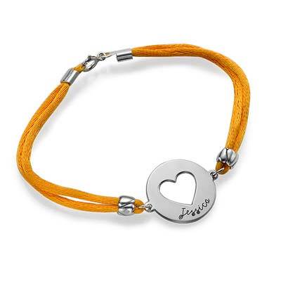 Engraved Heart Bracelet on Satin Cord product photo